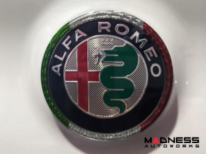 Alfa Romeo Stelvio Rear Emblem Frame Trim - Carbon Fiber - Italian Theme Alfa Romeo Stelvio Rear Emblem Frame Trim - Carbon Fiber - Italian Theme